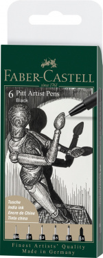 Faber-Castell Faber Castell - 6 pitt konstnärspenna, pensel - Svart (167154)