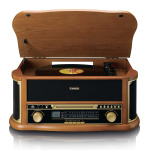 Lenco Retro skivspelare i trä med Bluetooth® AM/FM-radio USB-kodning CD-spelare kassettspelare och inbyggda högtalare Lenco Retro skivspelare i trä med Bluetooth® AM/FM-radio USB-kodning CD-spelare kassettspelare och inbyggda högtalare