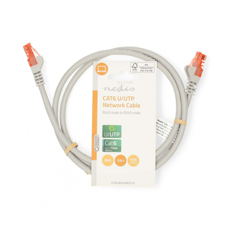 Nedis CAT6 Nätverkskabel | RJ45 hane | RJ45 hane | U/UTP | 1.00 m | Rund | PVC | Grå | Label