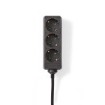 Nedis Gren kontakt | Jordad kontakt / Typ F (CEE 7/7) | 3-vägs | 5.00 m | 3680 W | 16 A | Typ av jordning: Sidkontakt | 230 V AC 50/60 Hz | Uttagsvinkel: 45 ° | H05VV-F 3G1.5mm² | Svart