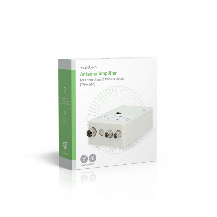 Nedis CATV Förstärkare | Förstärkning: 25 dB | 47 - 694 MHz | Antal utgångar: 2 | Förstärkningskontroll | Vit