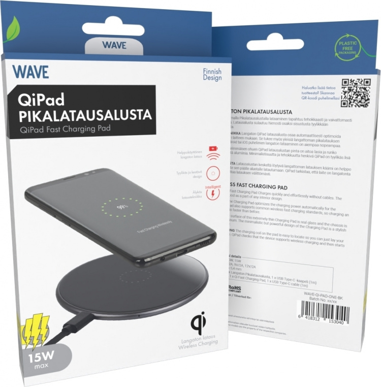 Wave QiPad trådlös laddningsplatta Wave QiPad trådlös laddningsplatta