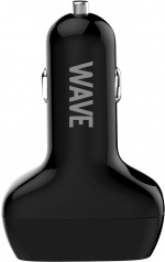 Wave Billaddare, 1 x USB Typ-C + 1 x USB-A 18W+18W, Svart Wave Billaddare, 1 x USB Typ-C + 1 x USB-A 18W+18W, Svart