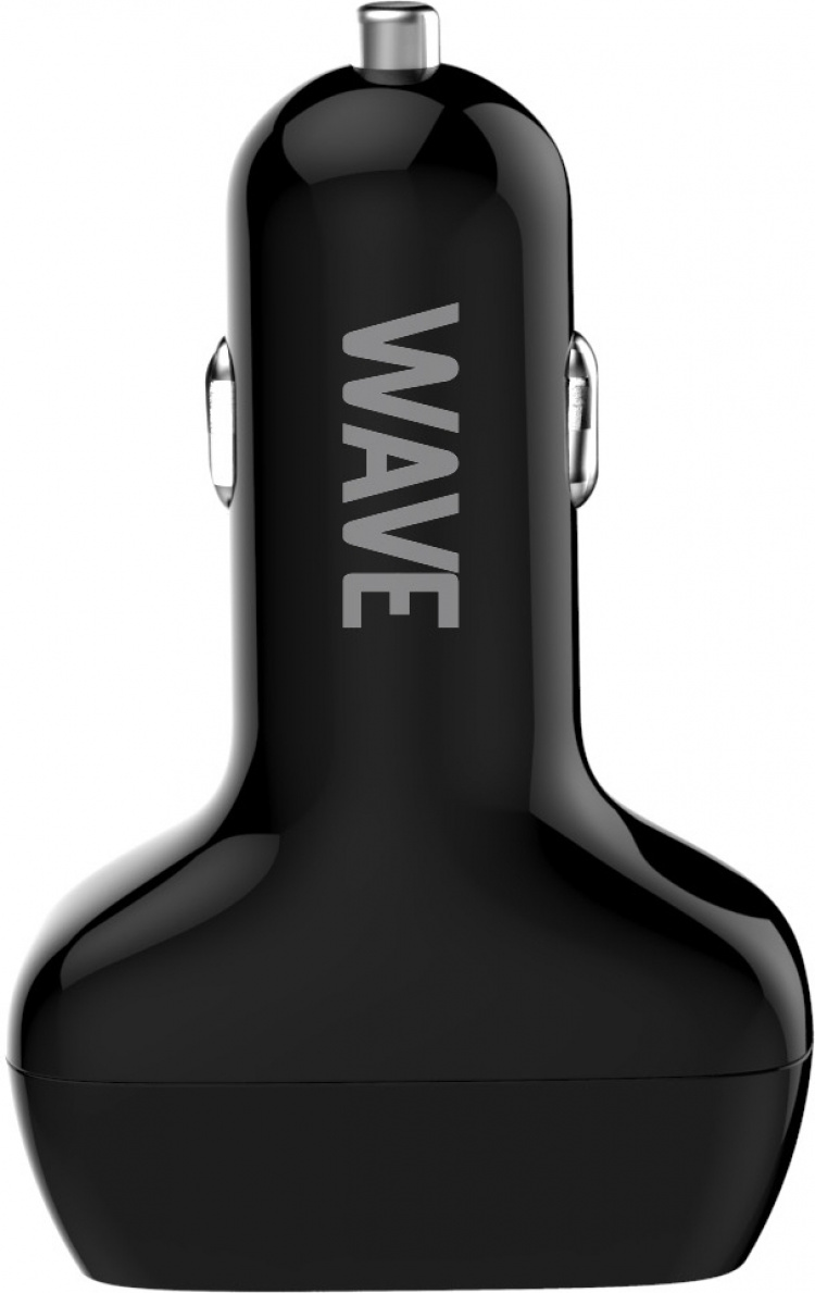 Wave Billaddare, 1 x USB Typ-C + 1 x USB-A 18W+18W, Svart Wave Billaddare, 1 x USB Typ-C + 1 x USB-A 18W+18W, Svart
