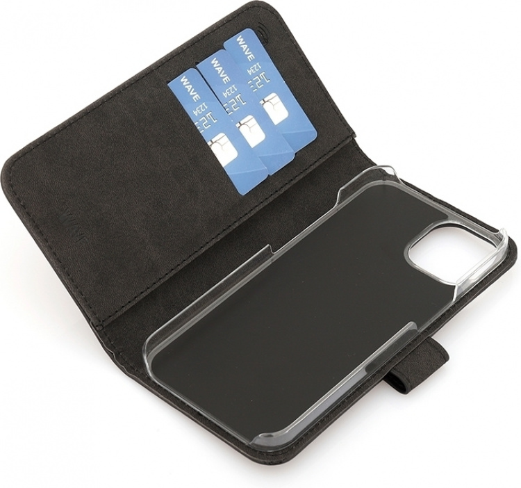 Wave Flap BookCase, iPhone 13, svart Wave Flap BookCase, iPhone 13, svart