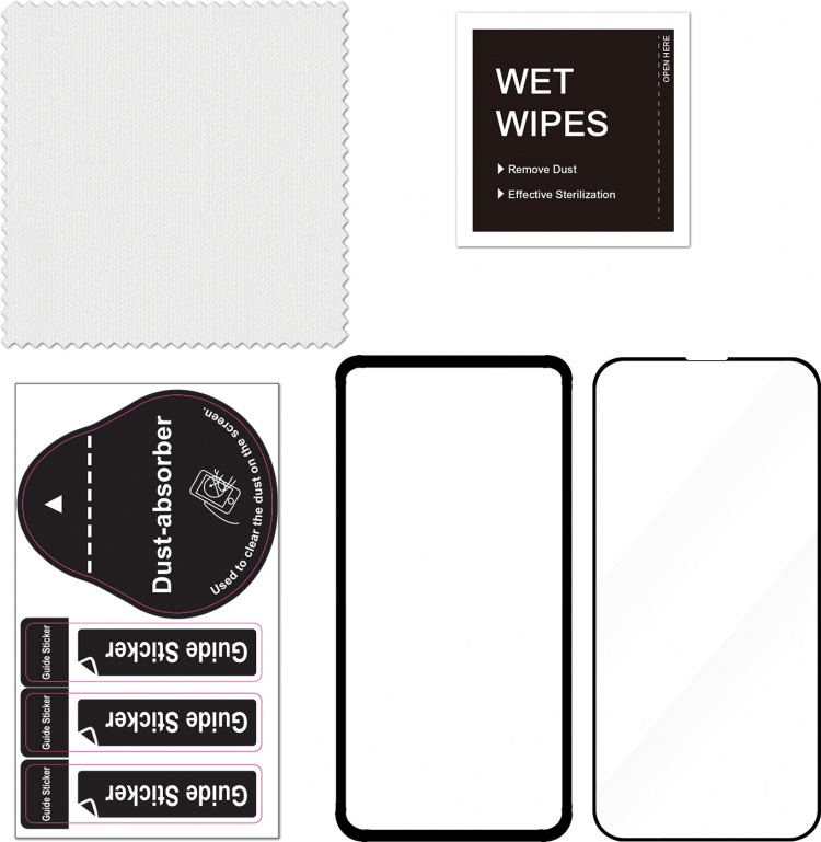 FoneKit Heltäckande skydd av pansarglas, iPhone 14 Plus / 13 Pro Max, svart