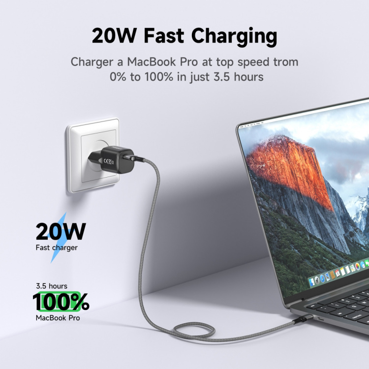 FoneKit Mini 20W AC-laddare, USB-C, svart FoneKit Mini 20W AC-laddare, USB-C, svart