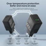 FoneKit Double 20W laddare, USB-C + USB-A, svart FoneKit Double 20W laddare, USB-C + USB-A, svart