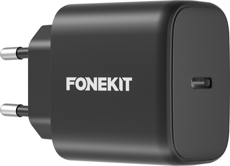 FoneKit GaN PD 65W AC-laddare, USB-C, svart FoneKit GaN PD 65W AC-laddare, USB-C, svart