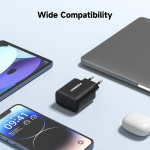 FoneKit GaN PD 65W AC-laddare, USB-C, svart FoneKit GaN PD 65W AC-laddare, USB-C, svart