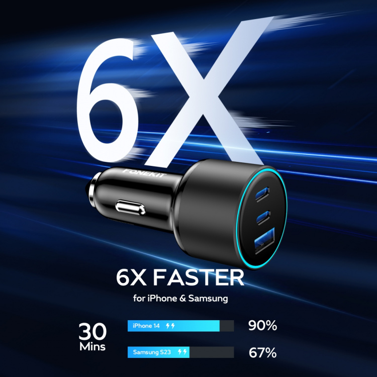 FoneKit Travel 84W bil-laddare FoneKit Travel 84W bil-laddare