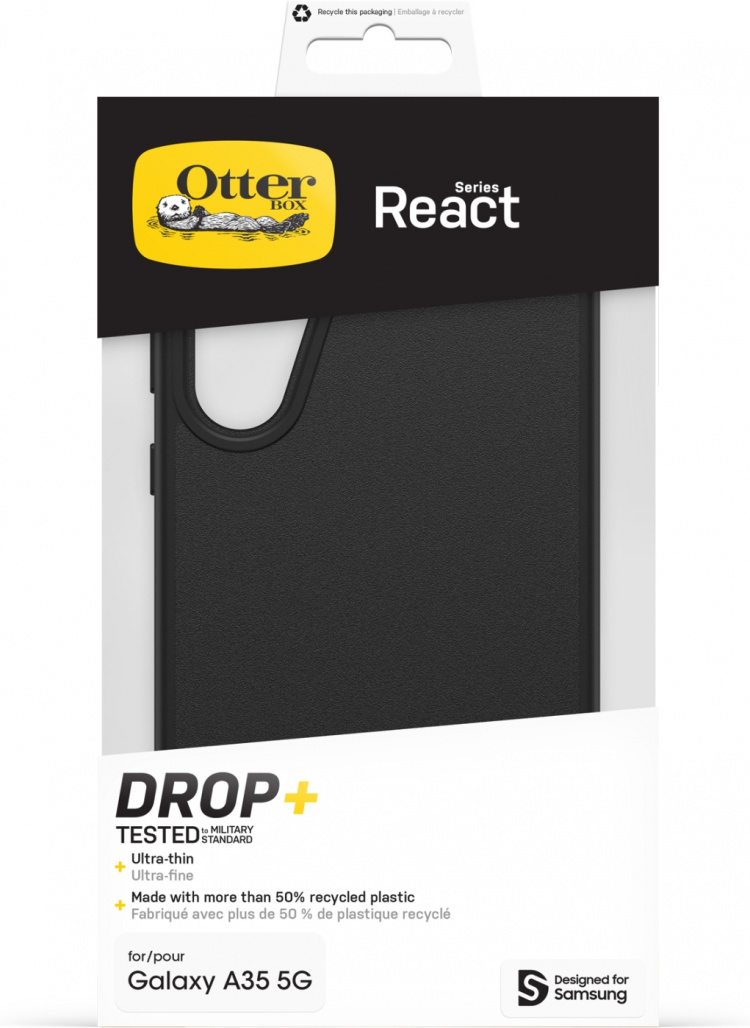 Otterbox React skyddsfodral, svart, Samsung Galaxy A35 Otterbox React skyddsfodral, svart, Samsung Galaxy A35