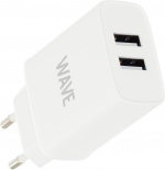 Wave nätladdare 2 x USB, 17W, vit Wave nätladdare 2 x USB, 17W, vit