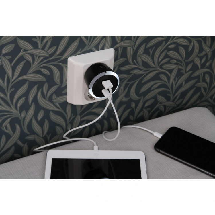 CAPiDi Säkerhetstimer USB A+C 1-4 3.4A Svart CAPiDi Säkerhetstimer USB A+C 1-4 3.4A Svart