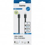 Hama Kabel USB C-C USB 3.2 Svart 0.75m Hama Kabel USB C-C USB 3.2 Svart 0.75m