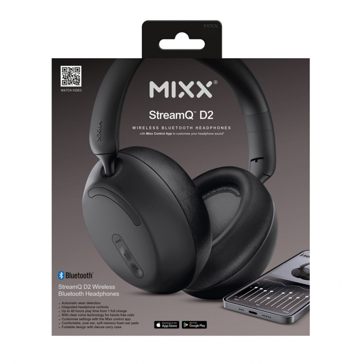 MIXX Hörlur StreamQ D2 Over-Ear Trådlös Svart MIXX Hörlur StreamQ D2 Over-Ear Trådlös Svart