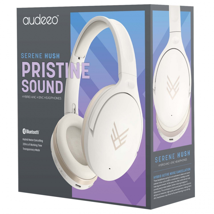 Audeeo Hörlurar Over-Ear Hybrid ANC ENC Serenehush Vit