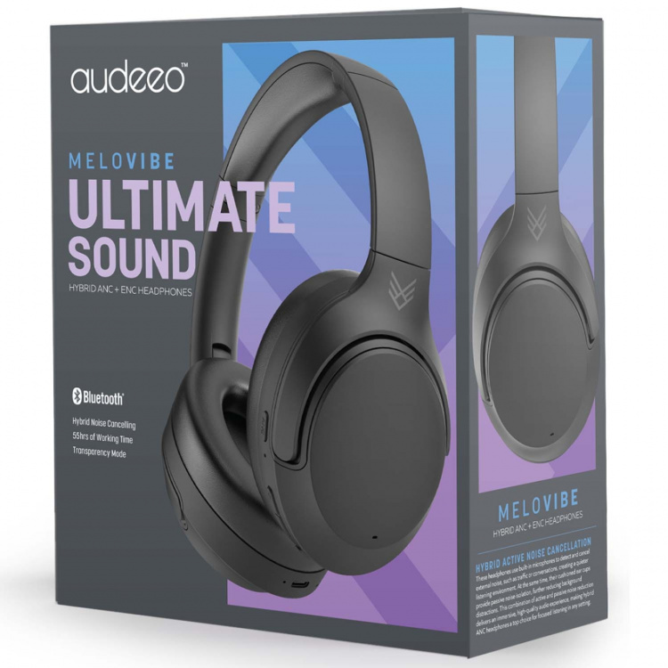 Audeeo Hörlurar Over-Ear Hybrid ANC ENC Melovibe Svart