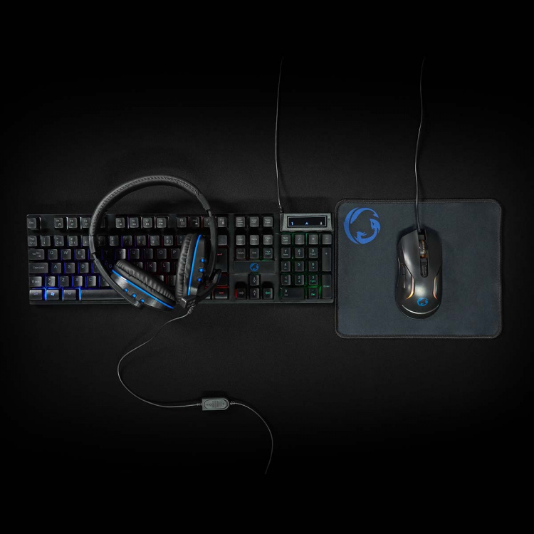Nedis Gaming Combo Kit | 5-i-1 | Tangentbord, headset, mus och musmatta | Svart | QWERTY | ND Layout