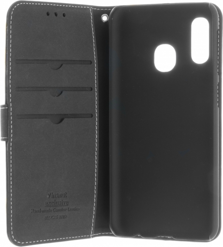 Insmat Exklusivt Flip Case plånboksfodral, Samsung Galaxy A20e, svart Insmat Exklusivt Flip Case plånboksfodral, Samsung Galaxy A20e, svart