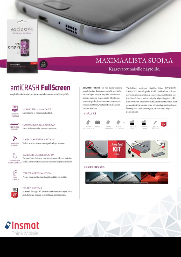 Insmat Stötdämpande skyddsfilm, Samsung Galaxy S22, transparent