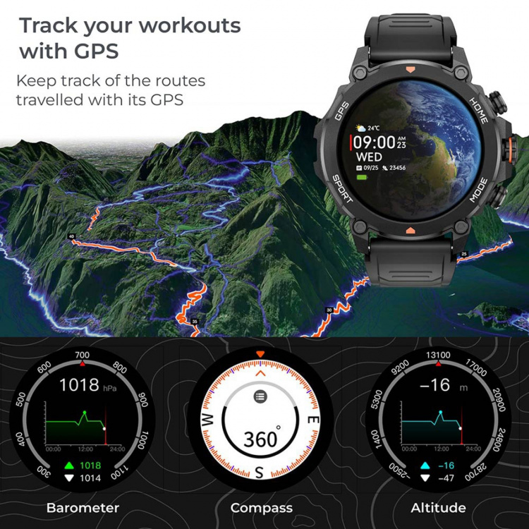 KSIX Smartklocka Explorer GPS - Svart