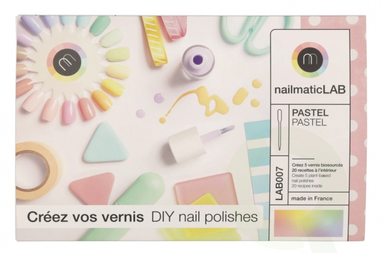 Nailmatic Nail Polish Set 52.5 ml Pastel - 5x Nail Polish 8ml/5x Mixing Base 2,5 ml/10 Pipettes/5 Labels/1 Booklet With 20 Recipes