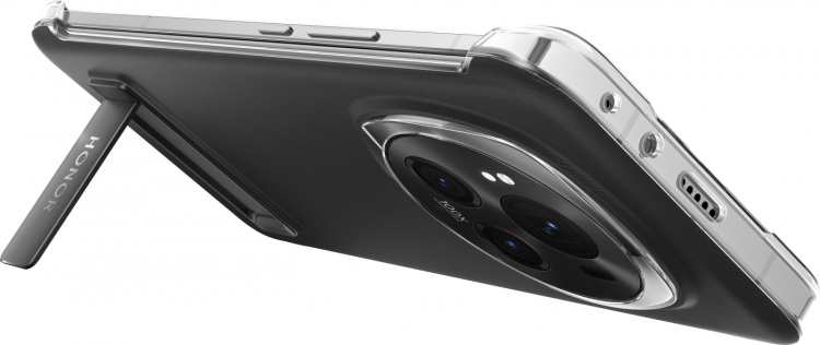 Honor Magic6 Pro skyddsfodral med stativ, svart Honor Magic6 Pro skyddsfodral med stativ, svart