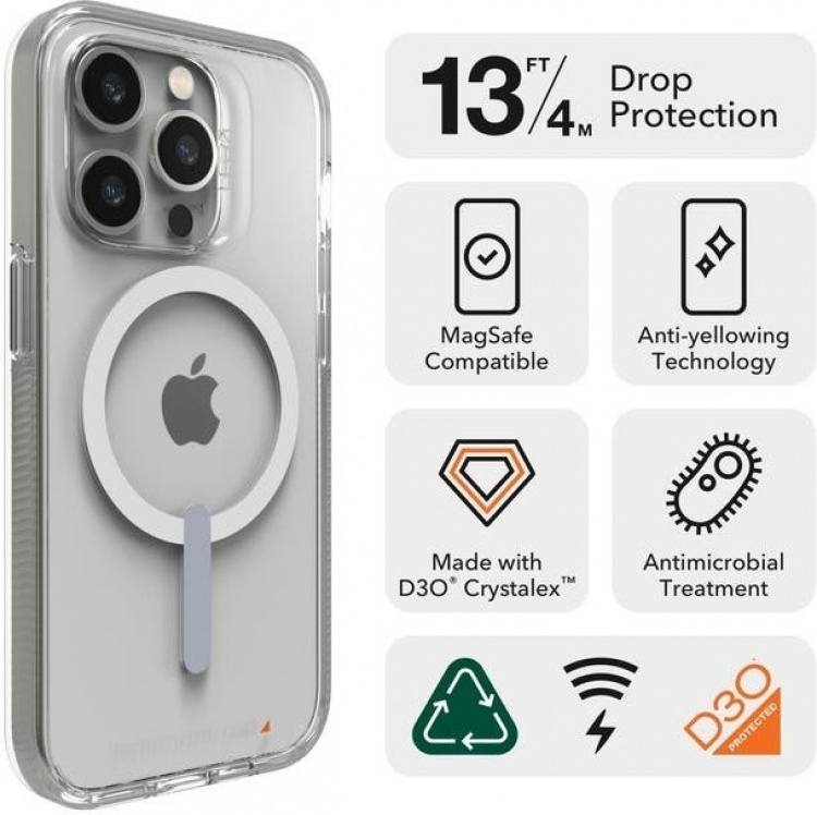GEAR4 D3O Crystal Palace Snap Case, Apple iPhone 14 Pro Max, transparent