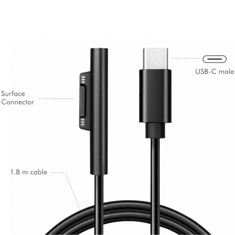LogiLink USB-C Laddkabel Microsoft Surface 60W PD 1,8 m