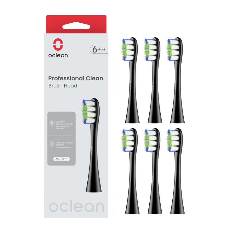Oclean Borsthuvud Professional Clean 6-Pack Svart