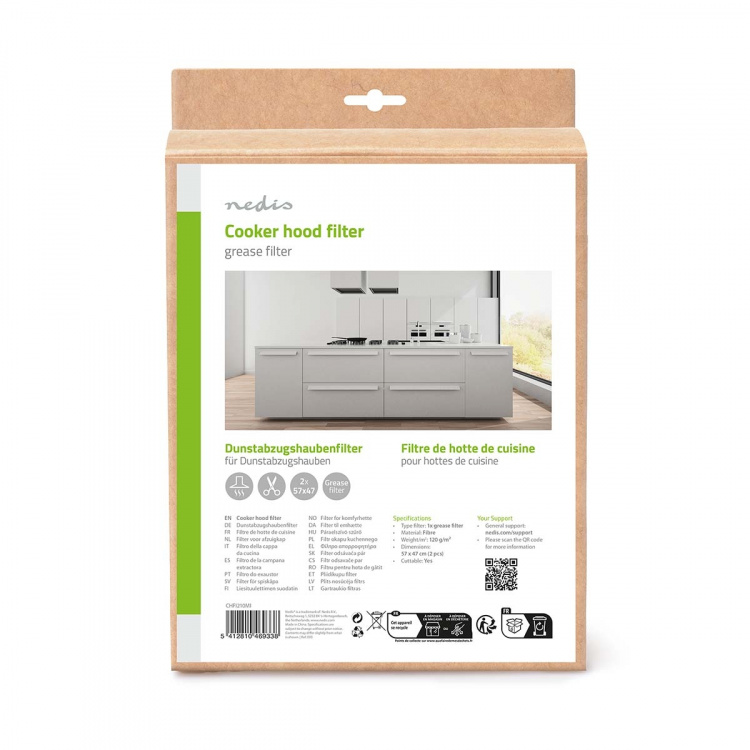 Nedis Spisfläkt fettfilter | 57 x 47 cm | Ersättningsindikator | Kapningsbar