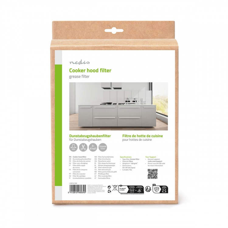 Nedis Spisfläkt fettfilter | 57 x 47 cm | Ersättningsindikator | Kapningsbar