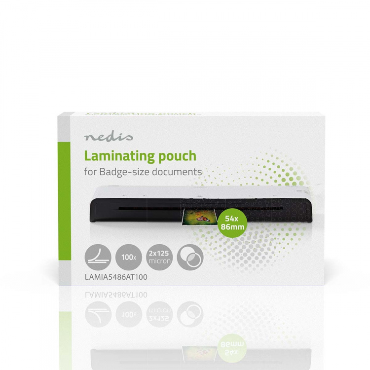 Nedis Lamineringsfilm | 54x86mm | Tjocklek: 125 µm | Packad per: 100 st. | PET | Transparent