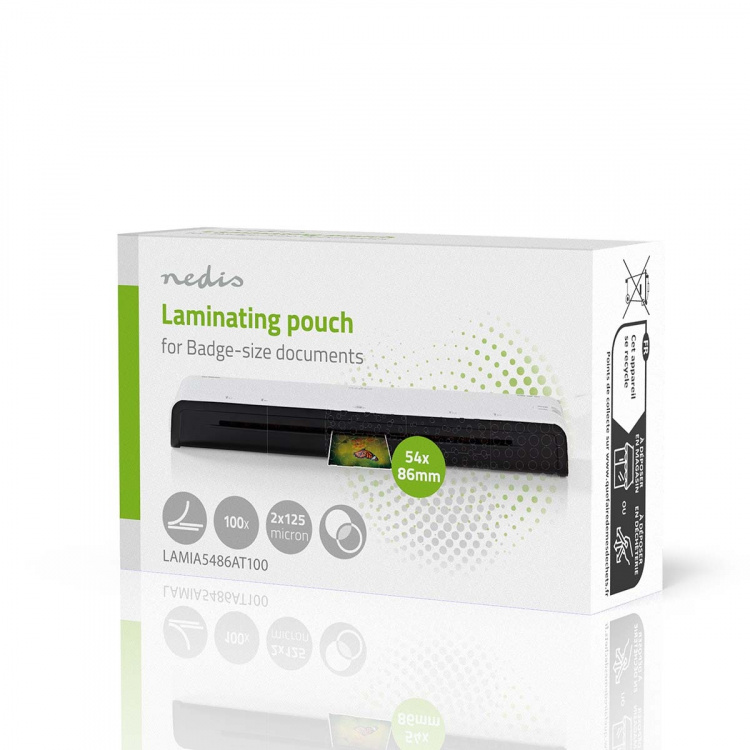 Nedis Lamineringsfilm | 54x86mm | Tjocklek: 125 µm | Packad per: 100 st. | PET | Transparent