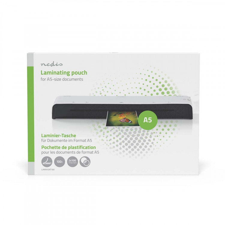 Nedis Lamineringsfilm | A5 | Tjocklek: 100 µm | Packad per: 100 st. | PET | Transparent