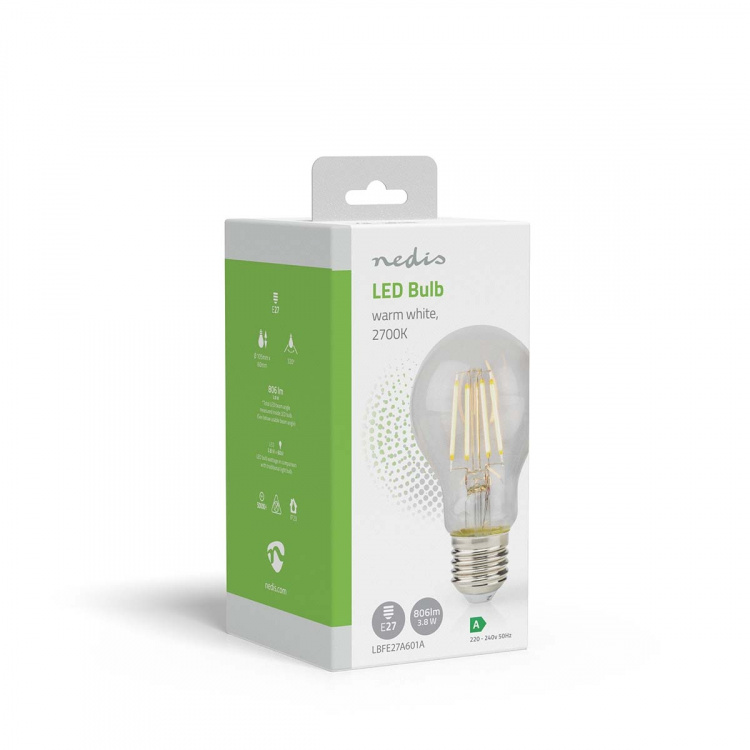 Nedis LED Glödlampa E27 | A60 | 3.8 W | 806 lm | 2700 K | Varm Vit | Retrostil | 1 st