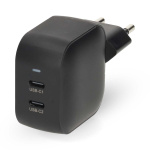 Nedis Väggladdare | 35 W | GaN | PD3.0 | Snabbladdnings funktion | 1.75 / 2.33 / 2.92 / 3.0 A | Antal utgångar: 2 | 2x USB-C™ | Automatiskt val av Spänning | Svart