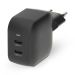 Nedis Väggladdare | 45 W | GaN | PD3.0 | Snabbladdnings funktion | 2.25 A / 3.0 A | Antal utgångar: 2 | 2x USB-C™ | Automatiskt val av Spänning | Svart
