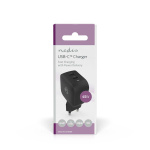 Nedis Väggladdare | 45 W | GaN | PD3.0 | Snabbladdnings funktion | 2.25 A / 3.0 A | Antal utgångar: 2 | 2x USB-C™ | Automatiskt val av Spänning | Svart