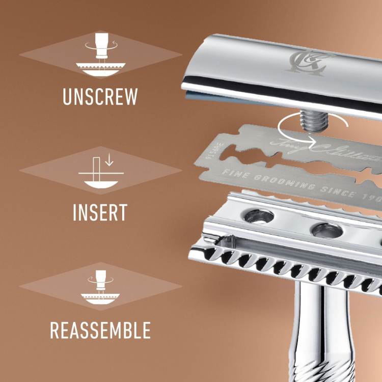 King C. Gillette Dubbeleggad Säkerhetshyvel + 5st rakblad
