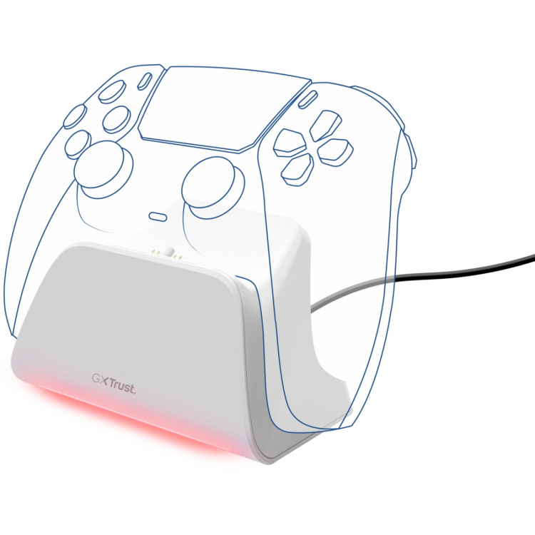 Trust GXT 255W Snabbladdningsställ för PS5-handkontroll Vit