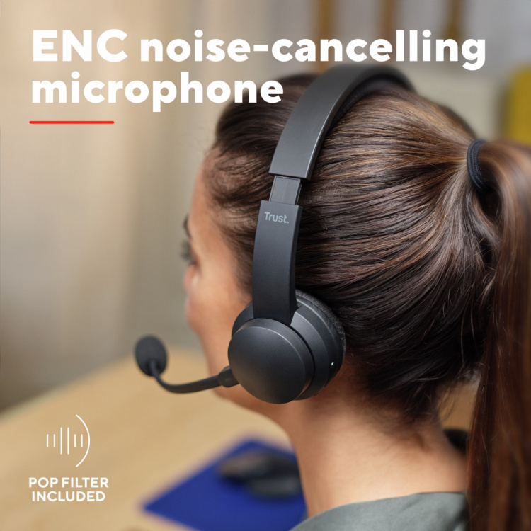 Trust Ayda Trådlöst PC-headset Bluetooth ENC Svart