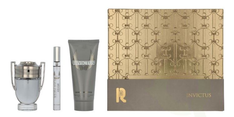 Paco Rabanne Invictus Giftset 160 ml Edt Spray 50ml/All Over Shampoo 100ml/Edt Travel Spray 10ml