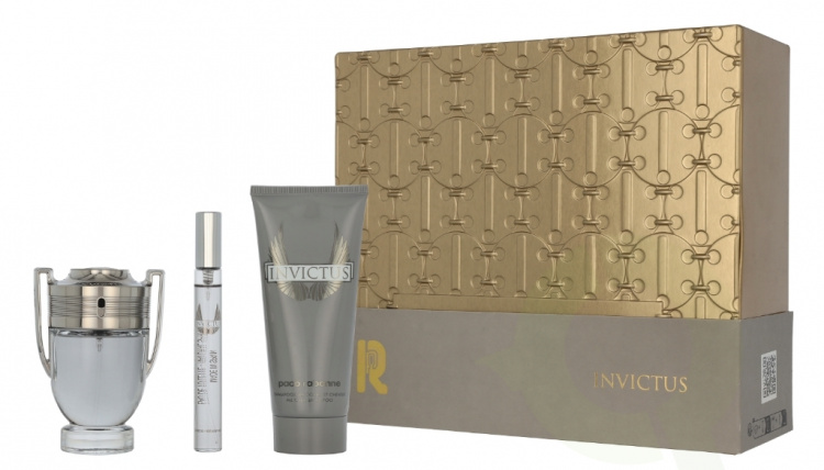 Paco Rabanne Invictus Giftset 160 ml Edt Spray 50ml/All Over Shampoo 100ml/Edt Travel Spray 10ml