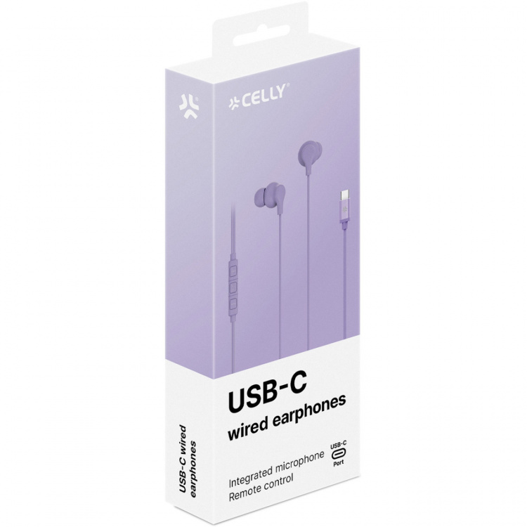 Celly Hörlurar In-Ear Kabel USB-C UP1600 Lila
