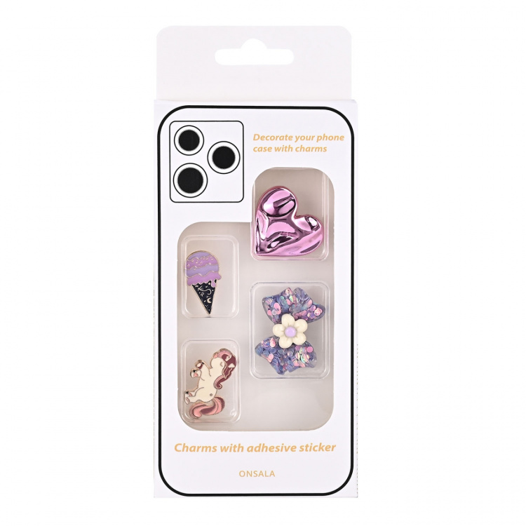 Onsala Charms Pimp Your Phone Metall och Plast 4-Pack