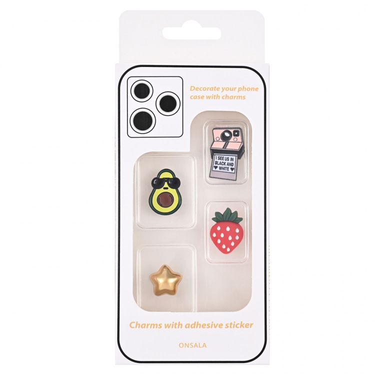 Onsala Charms Pimp Your Phone Metall och Plast 4-Pack