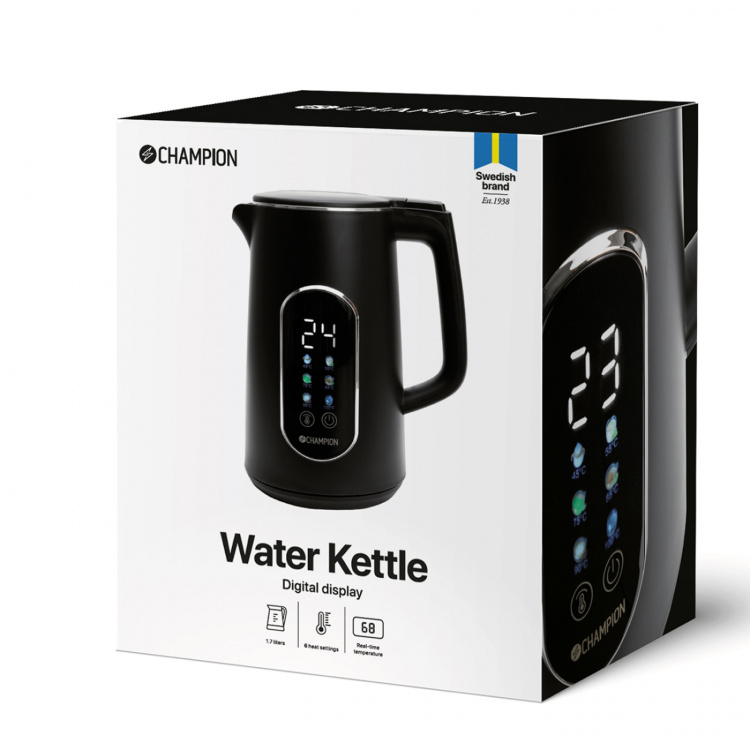 Champion Vattenkokare Digital Temp Varmhållning 1,7L VK800 Mattsvart