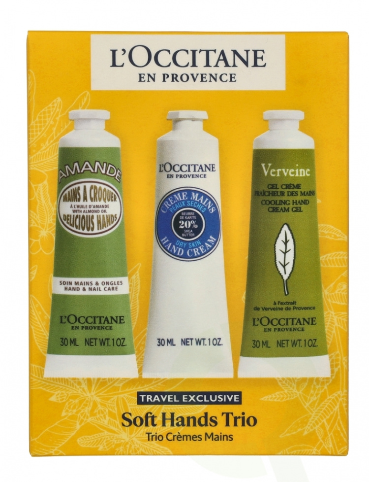 L\'Occitane Soft Hands Trio Set 90 ml Almond Delicious 30ml / Shea Butter 30ml / Verveine Cooling 30ml